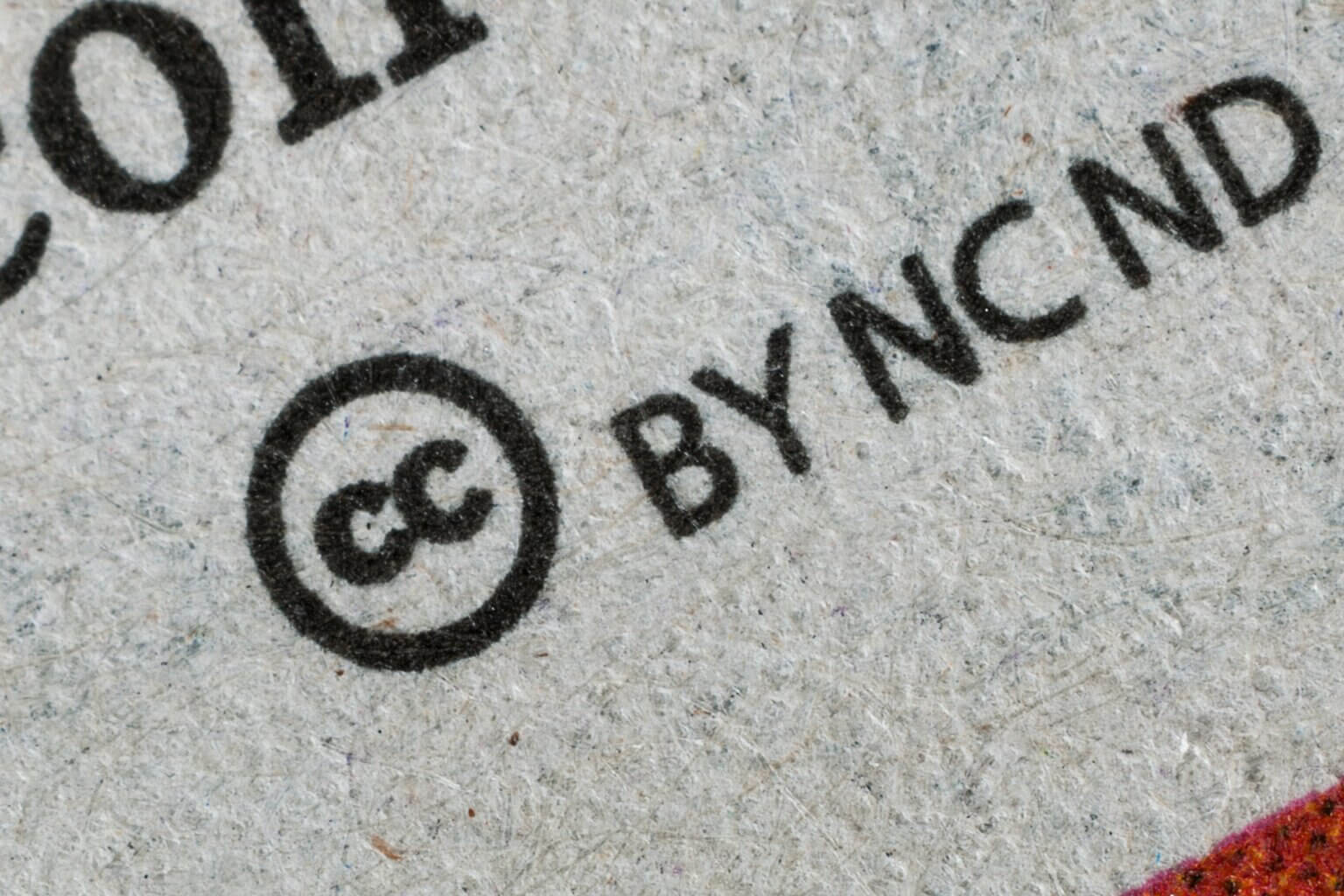 Photograph of a Creative Commons license mark, a type of copyright license.