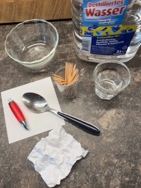 Photo showing materials needed to make pastel sticks from pastel dust.